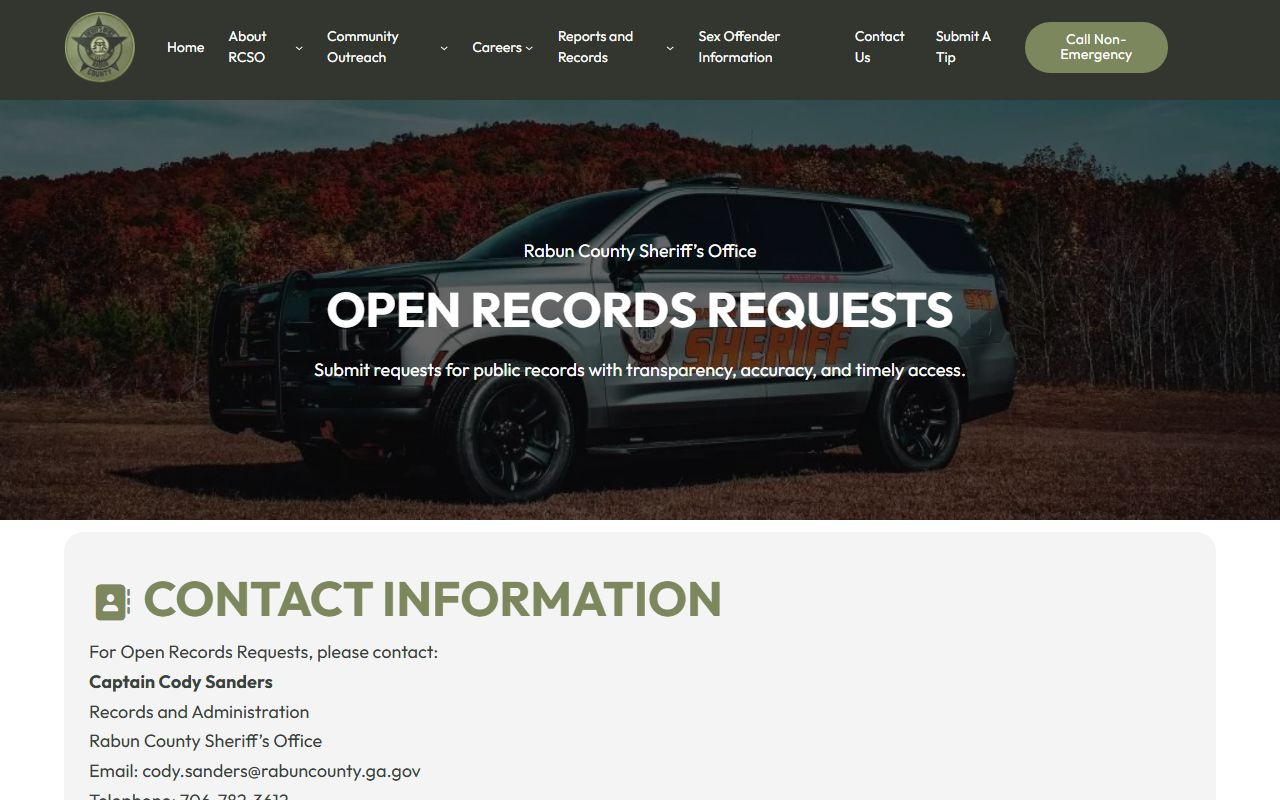 Rabun County jail mugshots open records request form