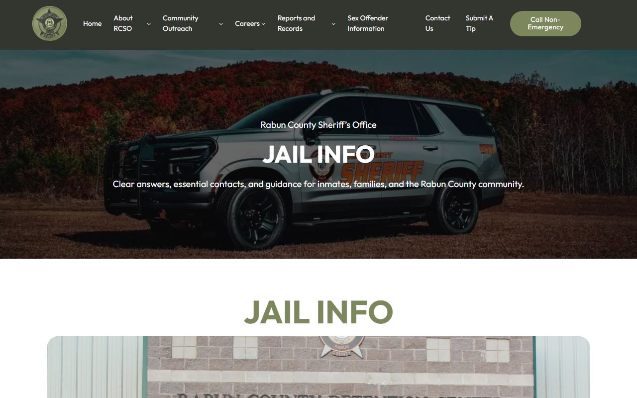 Rabun County Detention Center jail information page for inmate lookup